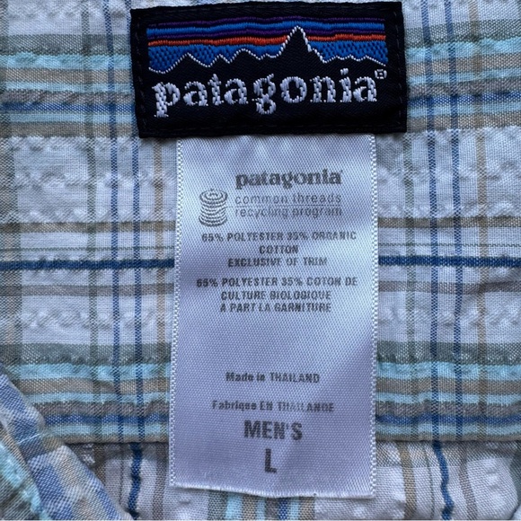 PATAGONIA Plaid Short-Sleeved Puckerware seersucker Shirt - L - Picture 7 of 11